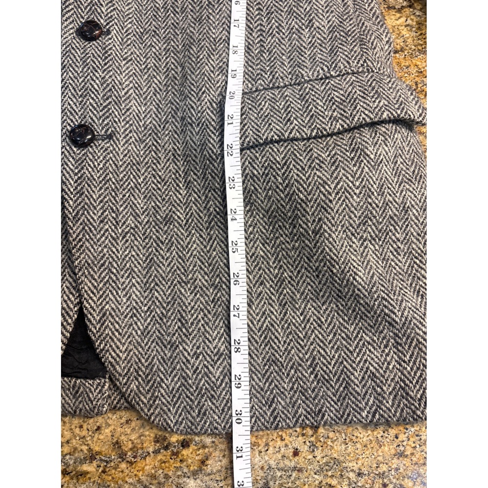 Harris Tweed Mens Grey Herringbone Wool Blazer Sport Coat Handwoven Wool 46R - Picture 5 of 10